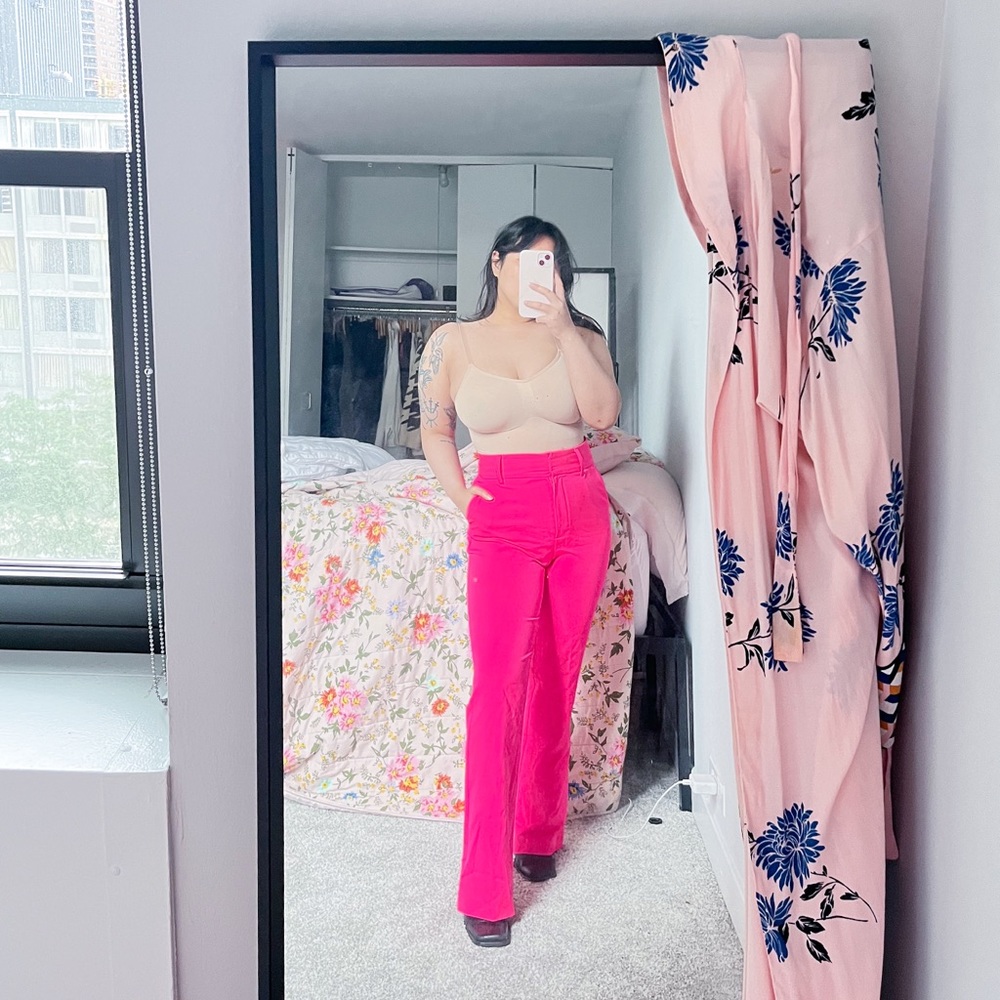 ASOS Design Petite Pop Pink Slim Kick Flare Pants